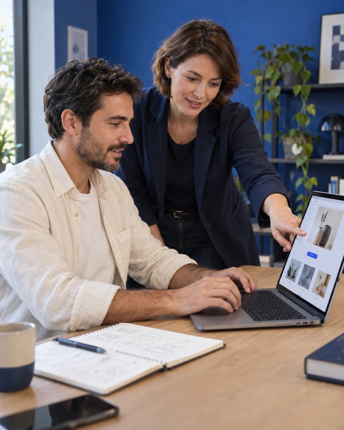 Mise en situation : un entrepreneur accompagné pour créer son site et ses contenus pendant un atelier de formation IA