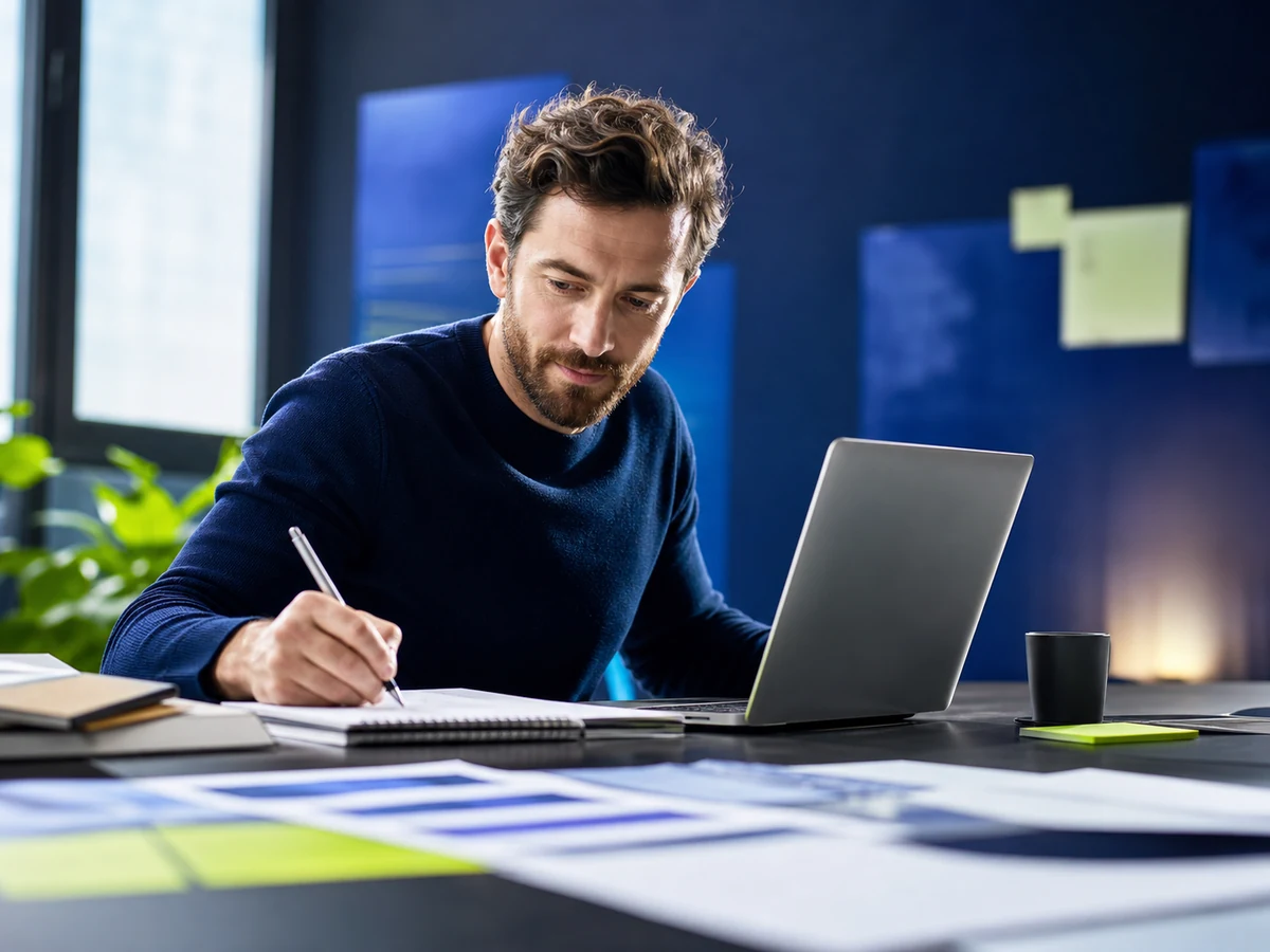 Professionnel utilisant l’intelligence artificielle pour accélérer sa carrière